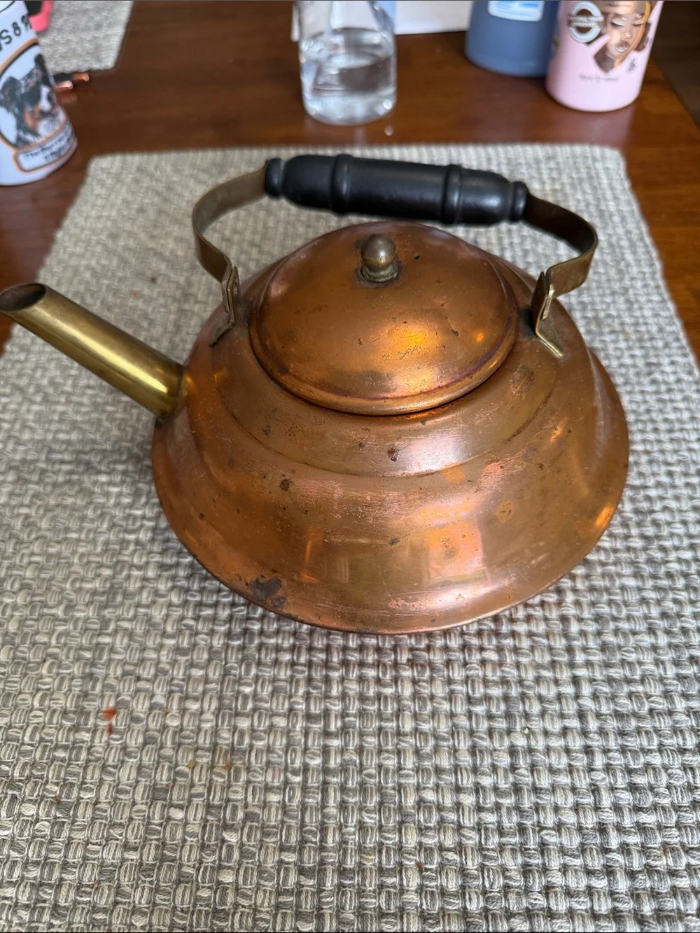 Classic Copper Stovetop Kettle with Black Handle
